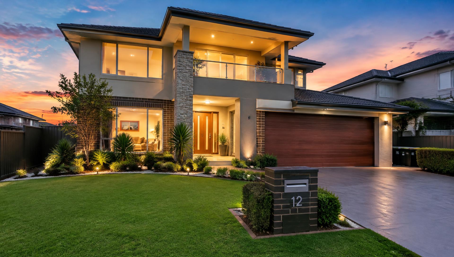 Modern Western Sydney home at dusk